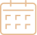 Icône de calendrier pixelisée beige clair avec grille de jours. Symbole de date, planning et organisation.